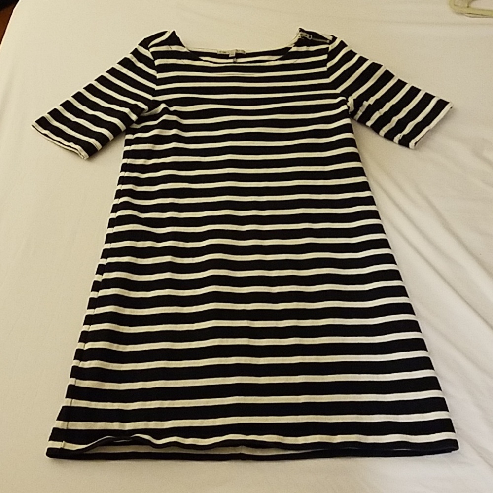 Thick Nautical Navy and White Zipper Dress